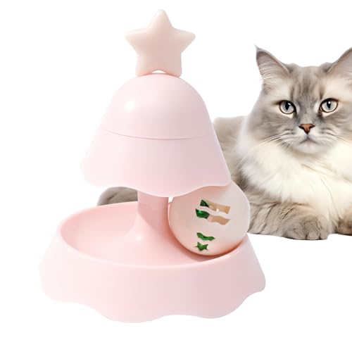 Hudhowks Drehbare Katzenspielzeugbälle | Weihnachtsbaum-Katzenminze-Spielzeug,2-lagiges Katzenspielzeug, tragbares Katzenrollspielzeug für Katzen und kleine Haustiere von Hudhowks
