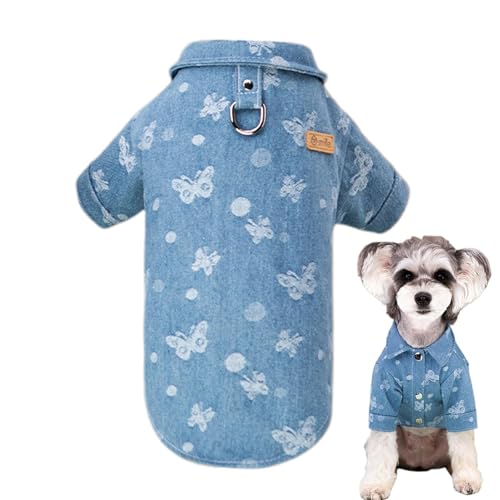 Hudhowks Hemden für Hunde - Denim-Hundekleidung für kleine Hunde - Süße Hundekleidung, Bequeme Hundebekleidung, weiche Welpenkleidung für Pomeranian, Hunde, Reisen von Hudhowks