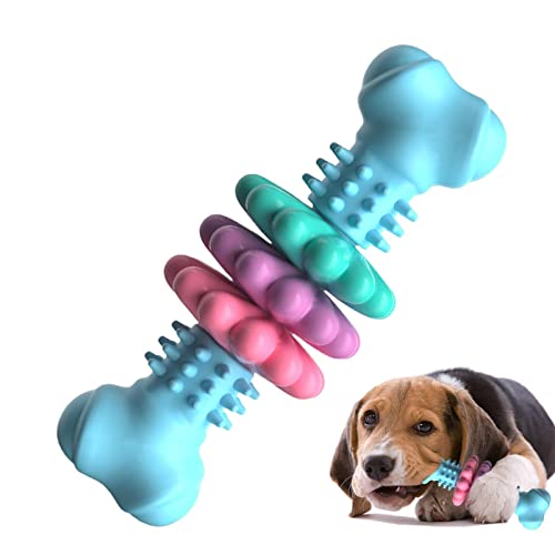 Hudhowks Hundekauspielzeug Knochenzahnreinigung und Zahnfleischmassage Robustes Hundespielzeug für kleine und mittelgroße Hunde TPR-Gummi Stachelknochenform Unzerstörbares Hundespielzeug von Hudhowks