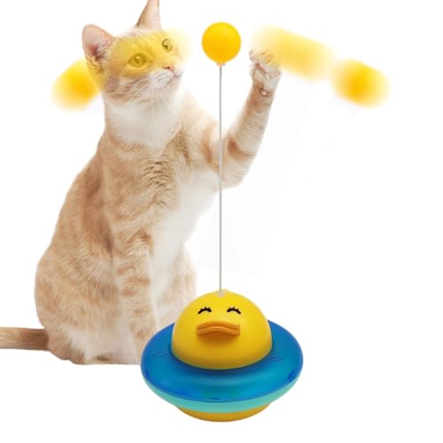 Hudhowks Interaktives Spielzeug für Katzen,Interaktives Katzenspielzeug,Selbsthaltendes, stimulierendes Übungsspiel - Haustier drinnen Tanzt lustigen Ball auf Zauberstab, automatischer interaktiver von Hudhowks