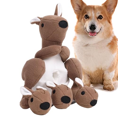 Hudhowks Schnüffelspielzeug | Schnüffelball in Känguru-Form für Hunde,Langsam fütterndes Hunde-Puzzlespielzeug, quietschendes Hundespielzeug zum Schutz von Möbeln, Hund, Welpe von Hudhowks