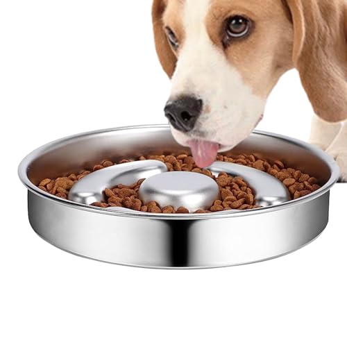 Hudhowks Slow-Food-Napf, Slow-Feeder-Napf für Hunde | Anti-Erstickungs-Hundefutternäpfe aus Edelstahl, rutschfest,Rutschfester Hundenapf, Hundezubehör für gesunde Ernährung, Troc -, Nass von Hudhowks