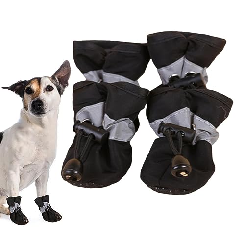 Hundeschuhe | 4 Stück Hunde-Regenstiefel, Hundeschuhe - Hunderegenstiefel mit verstellbarem Kordelzug, weicher, atmungsaktiver, Rutschfester Hundepfotenschutz für kleine, mittelgroße Hunde Hudhowks von Hudhowks