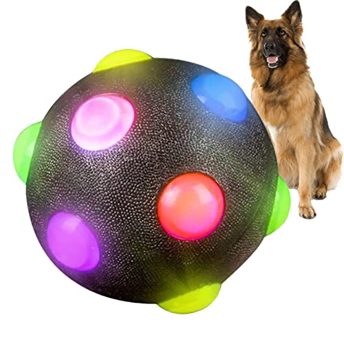 Leuchtender Hundeball Weicher und sicherer interaktiver Hundespielzeugball Bissfester Jolly Ball Hundespielzeug Elastisches Haustiertrainingsspielzeug für Verschiedene Welpen und Hunderassen von Hudhowks