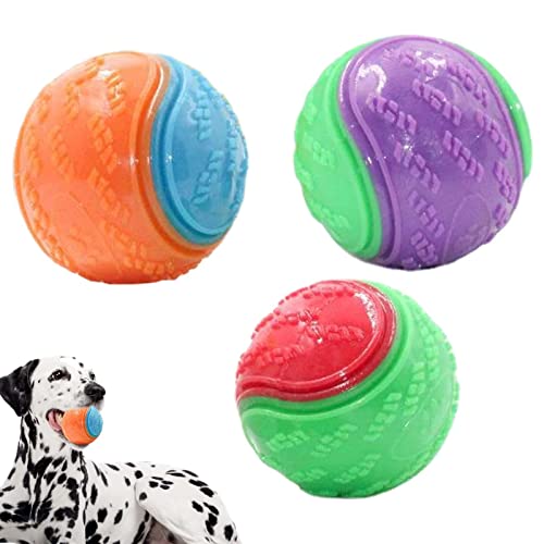 Quietschender Hundeball hundeball unzerstörbar 3 teiliges quietschendes Hundespielzeug Hundeball Zahnreinigungswelpen Kauspielzeug Haustiertrainingsball Hund Interaktiver Ball für Hund von Hudhowks