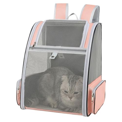 Huehkir Cat -Rucksack, Katzen -Rucksackträger - Hunde -Rucksackträger - Haustiervorräte mit großer Kapazität mit vorderen Öffnungs-Mesh-Fensterpockets für Welpenkätzchen von Huehkir