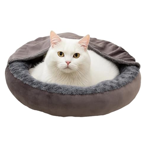 Huehkir Katzenbetten - Überdachtes Katzenbett,Rundes Gepolstertes Wärmendes Donut Design Für Kitten Schlafplatz Reise Winter Huehkir Katzenbetten - Überdachtes Katzenbett,Rundes Gepolstertes Wärmendes Donut Design Für Kitten Schlafplatz Reise Winter von Huehkir
