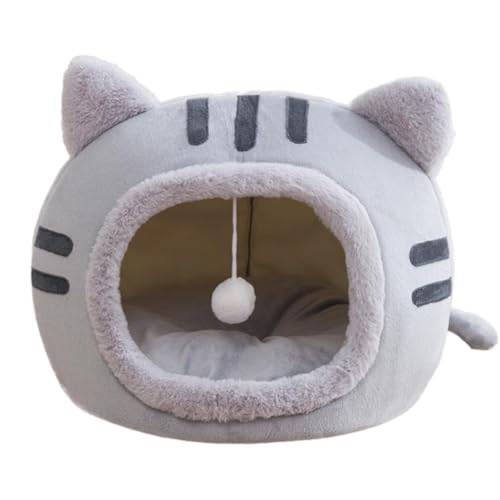 Huehkir Überdachtes Katzenbett - Niedliche Kristall-Vlies-Haustier-Katzenhöhle mit Katzen-Kratzunterlage und flauschigem Ball zum Aufhängen,Tragbarer, gemütlicher -Zwinger für das Schlafen im Huehkir Überdachtes Katzenbett - Niedliche Kristall-Vlies-Haustier-Katzenhöhle mit Katzen-Kratzunterlage und flauschigem Ball zum Aufhängen,Tragbarer, gemütlicher -Zwinger für das Schlafen im von Huehkir