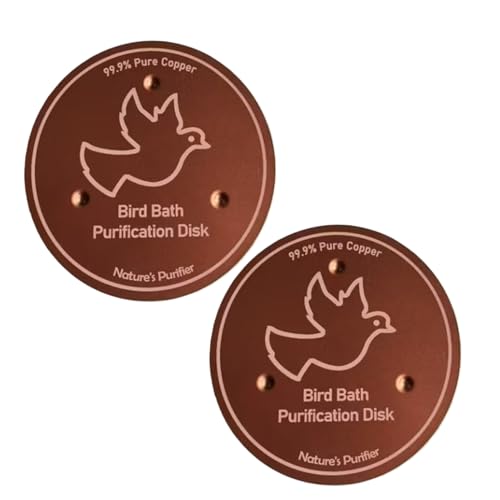 Huehkir Vogelbad Reinigungsscheibe 2-Teilig - Kupfer Vogelbad Reiniger - Reinigungsscheibe Mit Dreipunkt-Unterstützung Zur Reinigung Von Kolibri-Schale Für Den Außenbereich Gartenbrunnen Für Alle von Huehkir