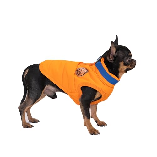 Hug Pupee Gepolsterte Jacke für kleine Hunde, Wintermantel, gemütlich, warme Winterkleidung für kleine Hunde, Größe L, Orange von Hug Pupee
