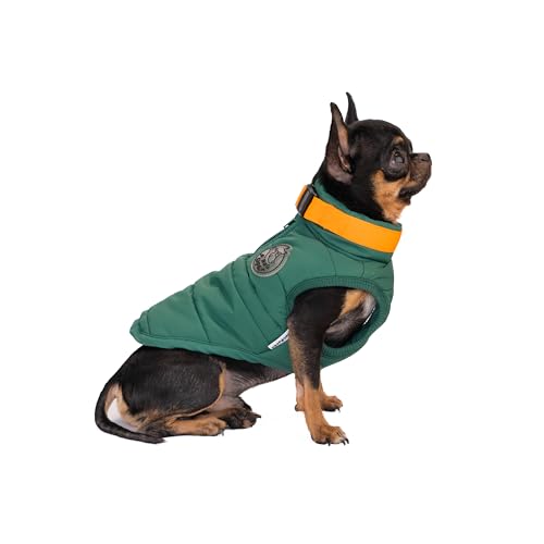Hug Pupee Gepolsterte Jacke für kleine Hunde, Wintermantel, gemütlich, warme Winterkleidung für kleine Hunde, Größe M, Grün von Hug Pupee