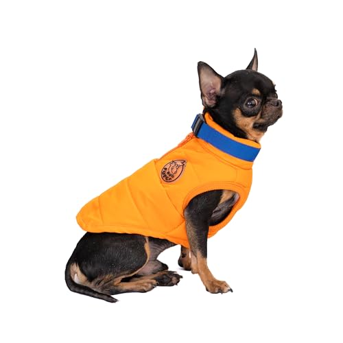Hug Pupee Gepolsterte Jacke für kleine Hunde, Wintermantel, gemütlich, warme Winterkleidung für kleine Hunde, Größe M, Orange von Hug Pupee