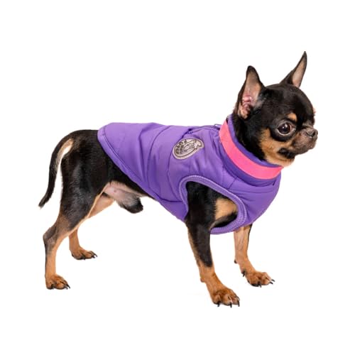 Hug Pupee Gepolsterte Jacke für kleine Hunde, Wintermantel, gemütlich, warme Winterkleidung für kleine Hunde, Pullover – Lila, Größe L von Hug Pupee