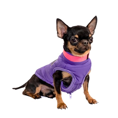 Hug Pupee Gepolsterte Jacke für kleine Hunde, Wintermantel, gemütlich, warme Winterkleidung für kleine Hunde, Pullover – Lila, Größe M von Hug Pupee