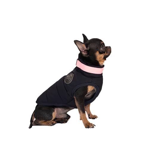 Hug Pupee Gepolsterte Jacke für kleine Hunde, Wintermantel, gemütlich, warme Winterkleidung für kleine Hunde, Pullover – Schwarz, Größe S von Hug Pupee