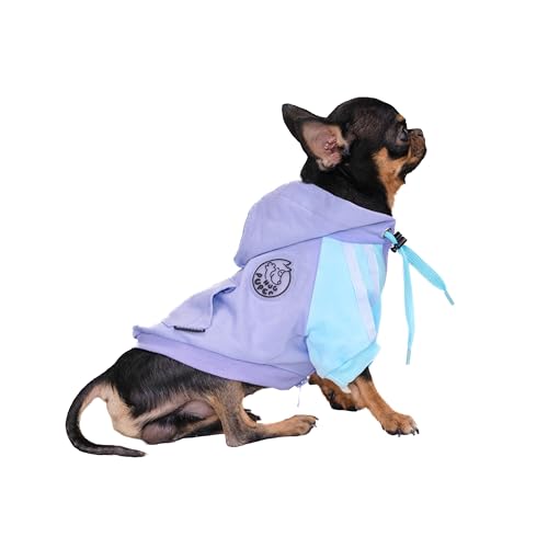 Hug Pupee Hundepullover mit Kapuze, verstellbar, für kleine Hunde, gemütlich, warm, Winterpullover, Kleidung für kleine Welpen, Hellviolett, Größe XS von Hug Pupee