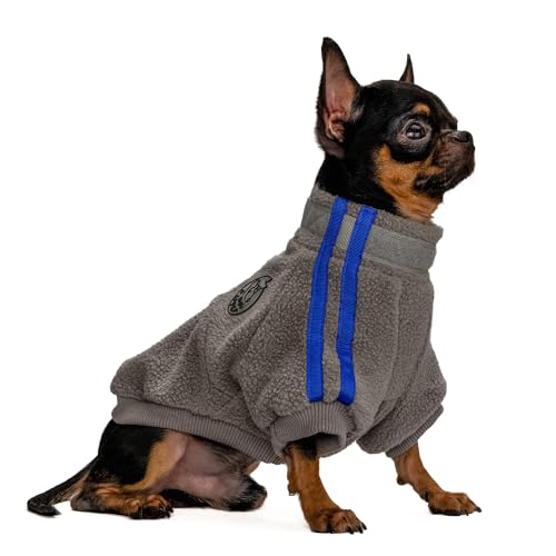 Hug Pupee Kleine Hunde-Fleecejacke, gemütlich, warme Winterkleidung für kleine Hunde, Pullover, Grau, Größe S von Hug Pupee