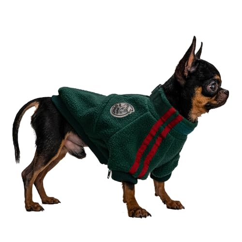 Hug Pupee Kleine Hunde-Fleecejacke, gemütlich, warme Winterkleidung für kleine Hunde, Pullover, Grün, Größe S von Hug Pupee