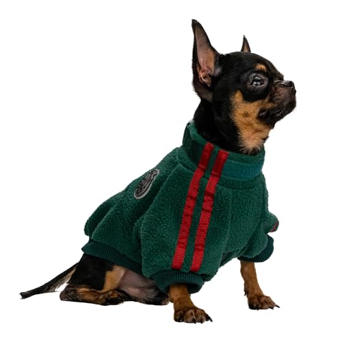 Hug Pupee Kleine Hunde-Fleecejacke, gemütlich, warme Winterkleidung für kleine Hunde, Pullover, Grün, Größe XS von Hug Pupee