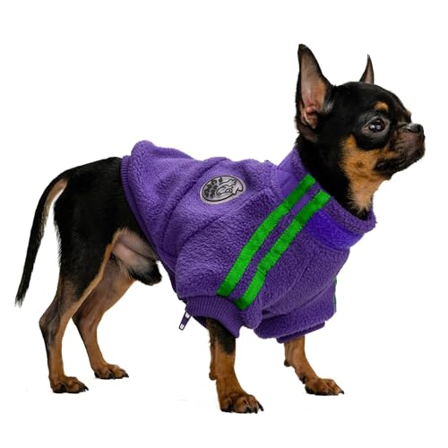 Hug Pupee Kleine Hunde-Fleecejacke, gemütlich, warme Winterkleidung für kleine Hunde, Pullover, Lila, Größe S von Hug Pupee