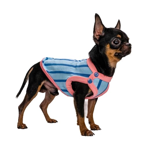 Hug Pupee Kleine Hundebekleidung Shirt Bequeme Kleidung für Mini-Hunde Sweatshirt Weste Vertikale Streifen – Blau Medium von Hug Pupee