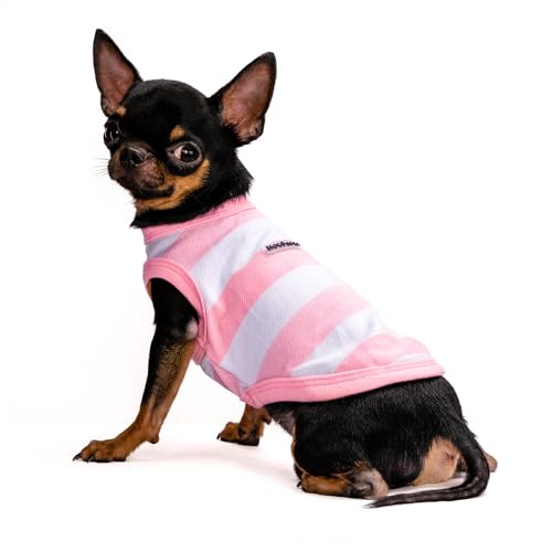 Hug Pupee Kleine Hundekleidung, Hemd, gemütlich, bequem, Kleidung für kleine Hunde, Sweatshirt, Weste, horizontale Streifen, Rot, Größe XL von Hug Pupee
