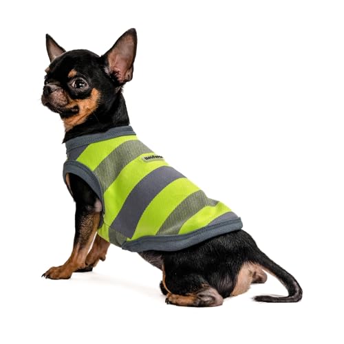 Hug Pupee Kleine Hundekleidung, Hemd, gemütlich, bequeme Kleidung für kleine Hunde, Sweatshirt, Weste, horizontale Streifen, Grün, Größe L von Hug Pupee