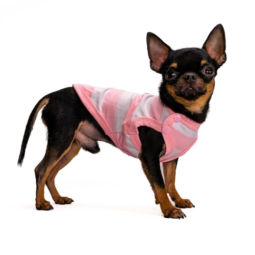 Hug Pupee Kleine Hundekleidung, Hemd, gemütlich, bequeme Kleidung für kleine Hunde, Sweatshirt, Weste, horizontale Streifen, Rot, Größe XXL von Hug Pupee