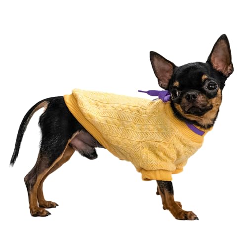 Hug Pupee Kleiner Hundepullover, gemütlich, warm, Winterkleidung für kleine Hunde, Sweatshirt, Mantel, Gelb, Größe L von Hug Pupee