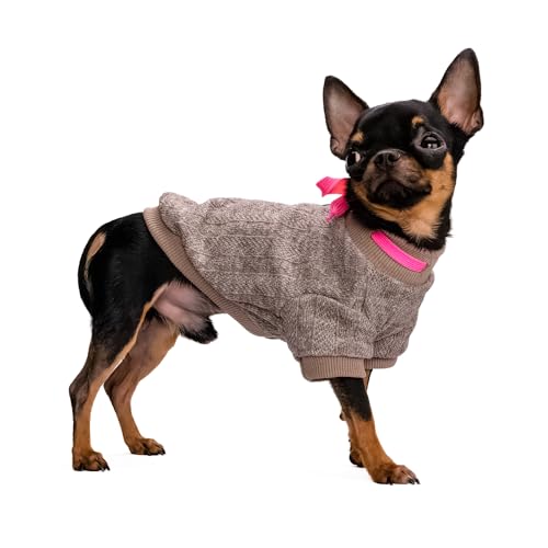 Hug Pupee Kleiner Hundepullover, gemütlich, warme Winterkleidung für kleine Hunde, Sweatshirt, Mantel, Grau, Größe L von Hug Pupee