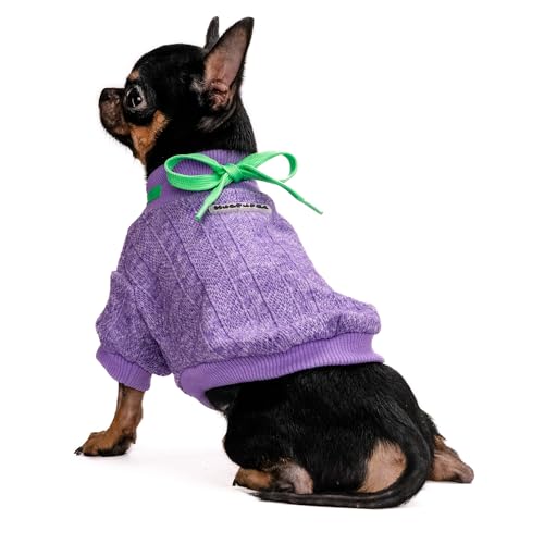 Hug Pupee Kleiner Hundepullover, gemütlich, warme Winterkleidung für kleine Hunde, Sweatshirt, Mantel, Lila, Größe S von Hug Pupee