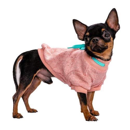 Hug Pupee Kleiner Hundepullover, gemütlich, warme Winterkleidung für kleine Hunde, Sweatshirt, Mantel, Rosa, Größe L von Hug Pupee