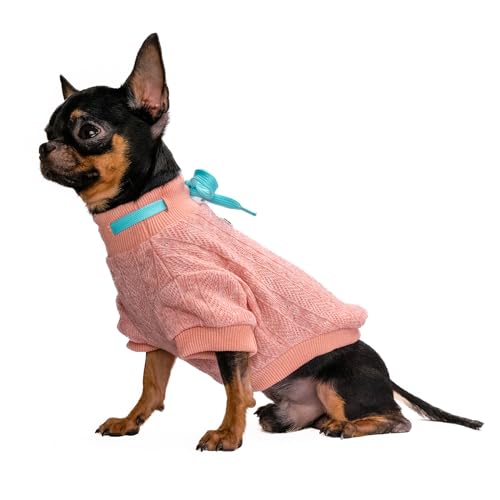 Hug Pupee Kleiner Hundepullover, gemütlich, warme Winterkleidung für kleine Hunde, Sweatshirt, Mantel, Rosa, Größe M von Hug Pupee