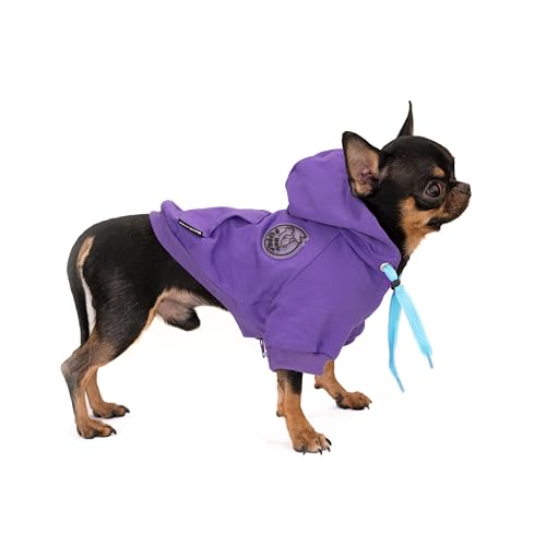 Hug Pupee Verstellbarer Halsumfang Hundekleidung Kleine Hunde Hoodie Gemütlich Warm Winter Pullover Kleidung Pullover für kleine Welpen Pullover – Lila XX-Large von Hug Pupee