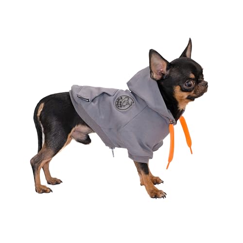 Hug Pupee Verstellbarer Halsumfang Hundekleidung Kleine Hunde Hoodie Gemütlich Warm Winter Pullover Kleidung Pullover für kleine Welpen Pullover – Schwarz XS von Hug Pupee