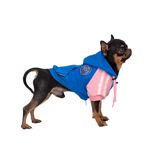 Hug Pupee Verstellbarer Halsumfang Hundekleidung kleine Hunde Hoodie gemütlich warm Winterpullover Kleidung Pullover für kleine Welpen Pullover – Blau, Größe S von Hug Pupee