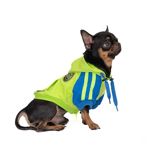 Hug Pupee Verstellbarer Halsumfang Hundekleidung kleine Hunde Hoodie gemütlich warm Winterpullover Kleidung Pullover für kleine Welpen Pullover – Grün Medium von Hug Pupee