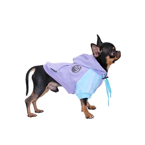 Hug Pupee Verstellbarer Halsumfang Hundekleidung kleine Hunde Hoodie gemütlich warm Winterpullover Kleidung Pullover für kleine Welpen Pullover – Hellviolett, Größe L von Hug Pupee