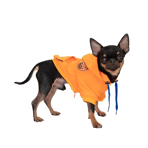 Hug Pupee Verstellbarer Halsumfang Hundekleidung kleine Hunde Hoodie gemütlich warm Winterpullover Kleidung Pullover für kleine Welpen Pullover – Orange, Größe S von Hug Pupee