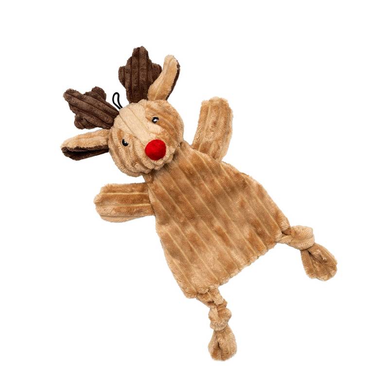 HuggleHounds® Hunde-Plüschspielzeug HuggleFlatties® Rudy Reindeer braun, Gr. S, Maße: ca. 28 x 12 x 9 cm von HuggleHounds®