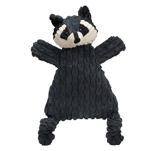 HuggleHounds Flatties – Hundespielzeug, um sie beschäftigt zu halten, quietschendes Knisterspielzeug für mittelgroße und große Hunde, langlebiges Stofftierspielzeug – Reggie Racoon HuggleFlatties von HuggleHounds