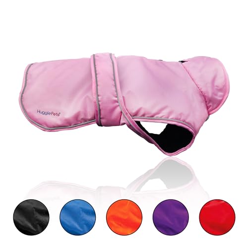 HugglePets Arctic Armour Thermo-Hundemantel, wetterfest, klein, 35 cm, Rosa, warme Fleece-Winterkleidung, Hundekleidung, Jacke für jedes Wetter, Winterspaziergänge bei Schnee, Regen, kleine, von HugglePets