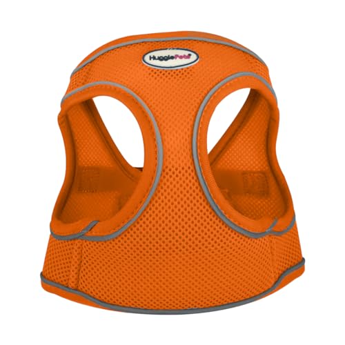 HugglePets Hundegeschirr aus Netzstoff, atmungsaktiv, leicht, wasserdicht, Größe M, 44–52 cm, Orange von HugglePets