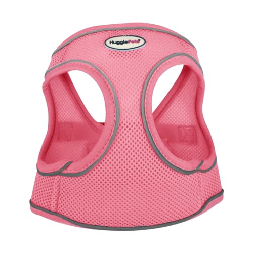 HugglePets Hundegeschirr aus Netzstoff, atmungsaktiv, leicht, wasserdicht, Größe XS, 30–37 cm, Rosa von HugglePets