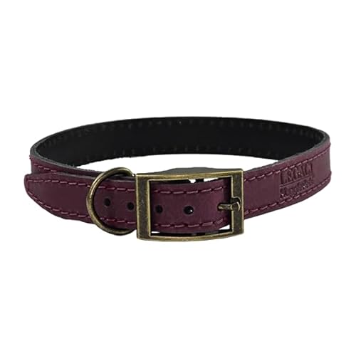 HugglePets Legacy Hundehalsband, aus britischem Leder, handgefertigt, Merlot, Größe S 30–35 cm von HugglePets