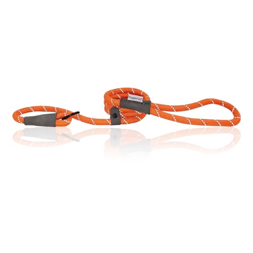 HugglePets Reflektierende orange 1m Seil Hund Retrieverleine | Outdoor Warnschutz Hund Zubehör Leine für Spaziergänge & Training | Für kleine, mittelgroße und große Hunde von HugglePets
