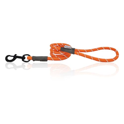 HugglePets Reflektierendes Seil Orange 107 x 1,2 cm Hundeleine | Gut sichtbare Seil Leine für Hunde | Hund Spaziergang Zubehör für Morgen Abend Nacht Spaziergänge von HugglePets