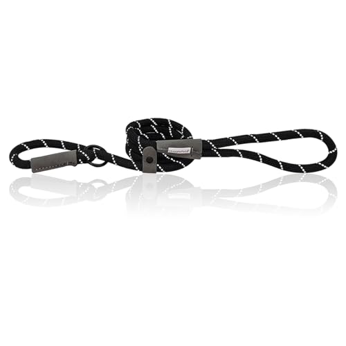 HugglePets Reflektierendes schwarzes Seil für Hunde, 1,13 m, für den Außenbereich, gut sichtbar, für Spaziergänge und Training, für kleine, mittelgroße und große Hunde von HugglePets