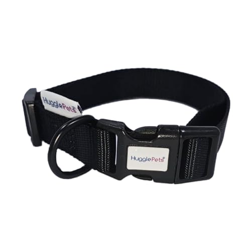 HugglePets Snappy Hundehalsband, Größe S, 20–30 cm, verstellbar, wetterfest, mit Zubehörring, gewebtes Stoffhalsband, für kleine, mittelgroße und große Hunde, Schwarz HugglePets Snappy Hundehalsband, Größe S, 20–30 cm, verstellbar, wetterfest, mit Zubehörring, gewebtes Stoffhalsband, für kleine, mittelgroße und große Hunde, Schwarz von HugglePets