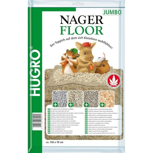 Hugro Nagerfloor Jumbo - Tierbett für Nager - Natürlich - Beige - 100% biologischer Hanf von Hugro